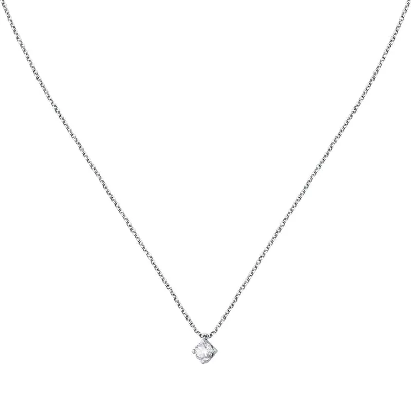 Live Diamond Koλιέ Μονόπετρο Με Διαμάντι Brilliant από Λευκό Χρυσό 18 Καρατίων DKL2109