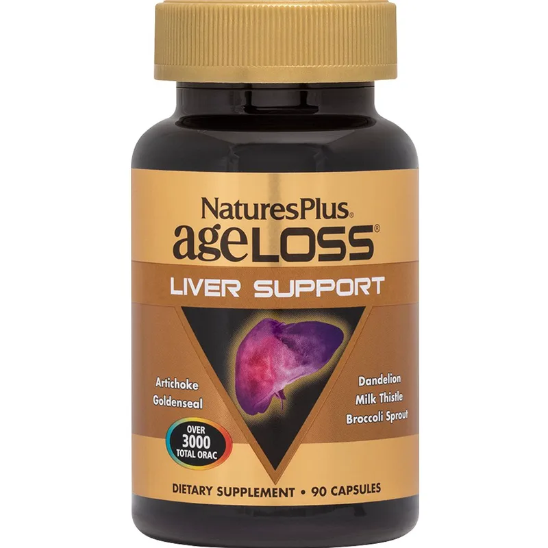 Natures Plus Ageloss Liver Support Συμπλήρωμα Διατροφής Βιταμινών & Εκχυλίσματος Βοτάνων για την Υποστήριξη του Ήπατος, Αποτοξίνωση & Ενίσχυση της Πέψης 90caps