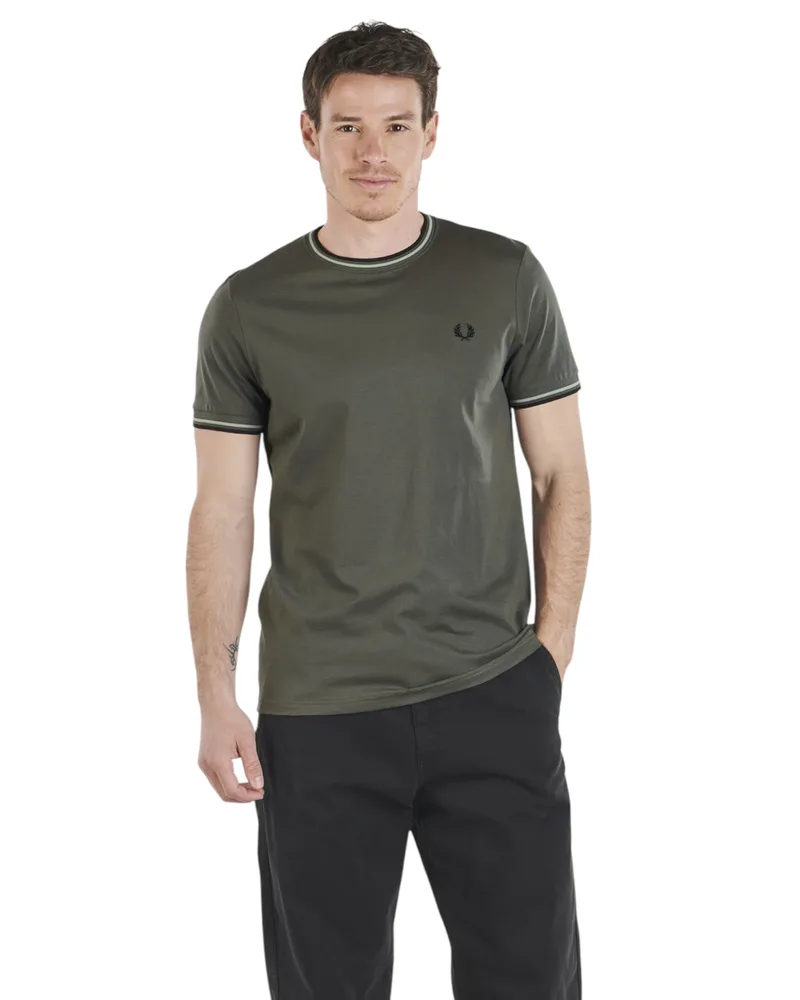 Fred Perry Ανδρική Μπλούζα Τ-Shirt Twin Tipped M1588-04B Χακί