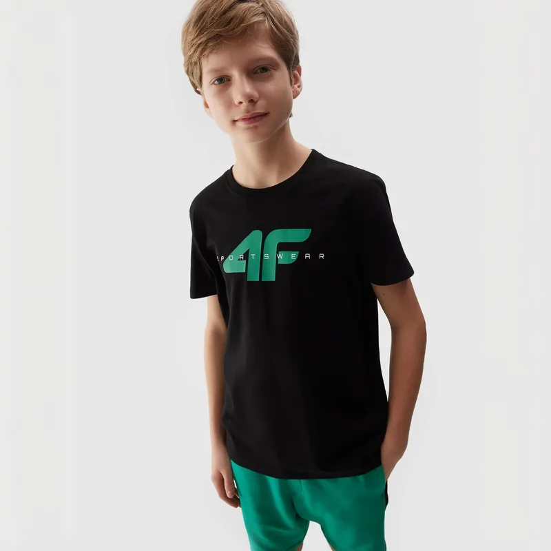 4F BOYS' ORGANIC COTTON PRINTED T-SHIRT ΜΑΥΡΟ