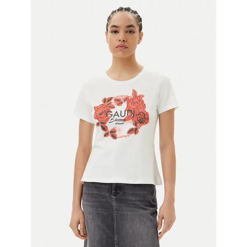 Gaudi T-Shirt 511FD64014 Εκρού Regular Fit