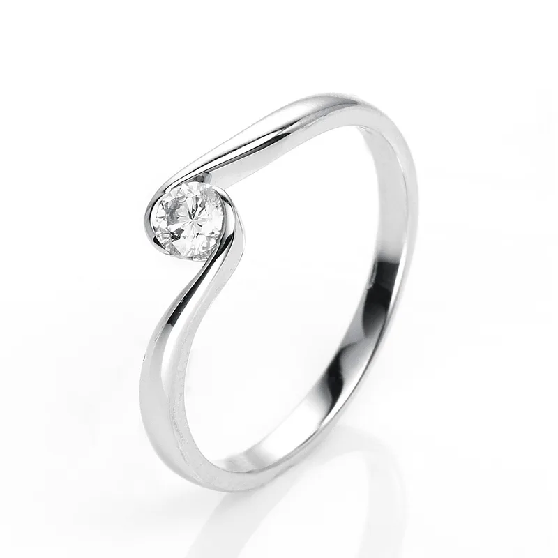 Diamond Group Μονόπετρο Δαχτυλίδι με Διαμάντι Brilliant από Λευκό Χρυσό 18 Καρατίων DDX467