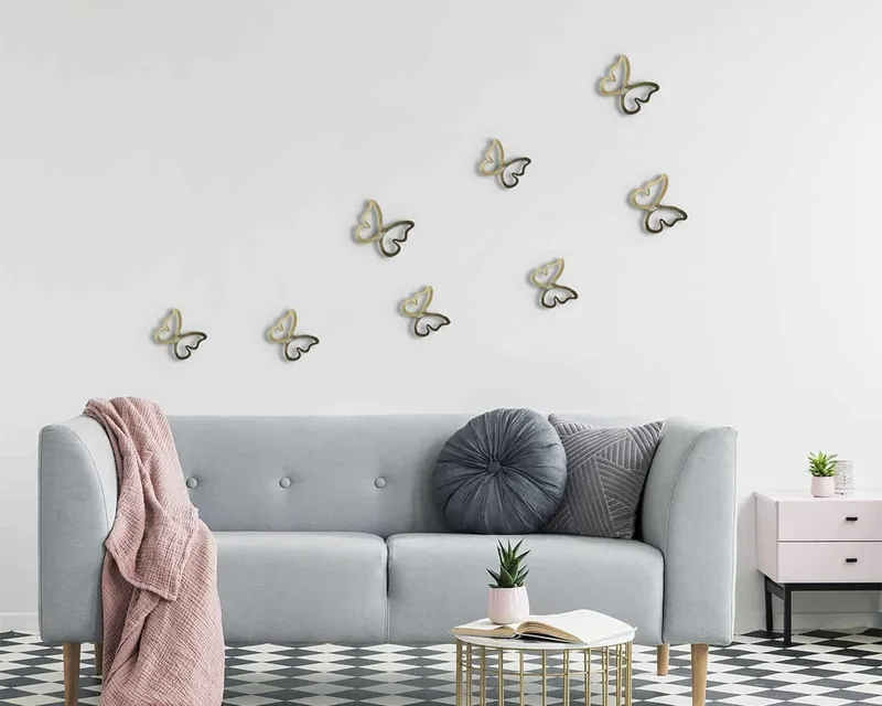 Αυτοκόλλητα 3D Πολυπροπυλενίου Ango Χρυσό Butterflies 24011