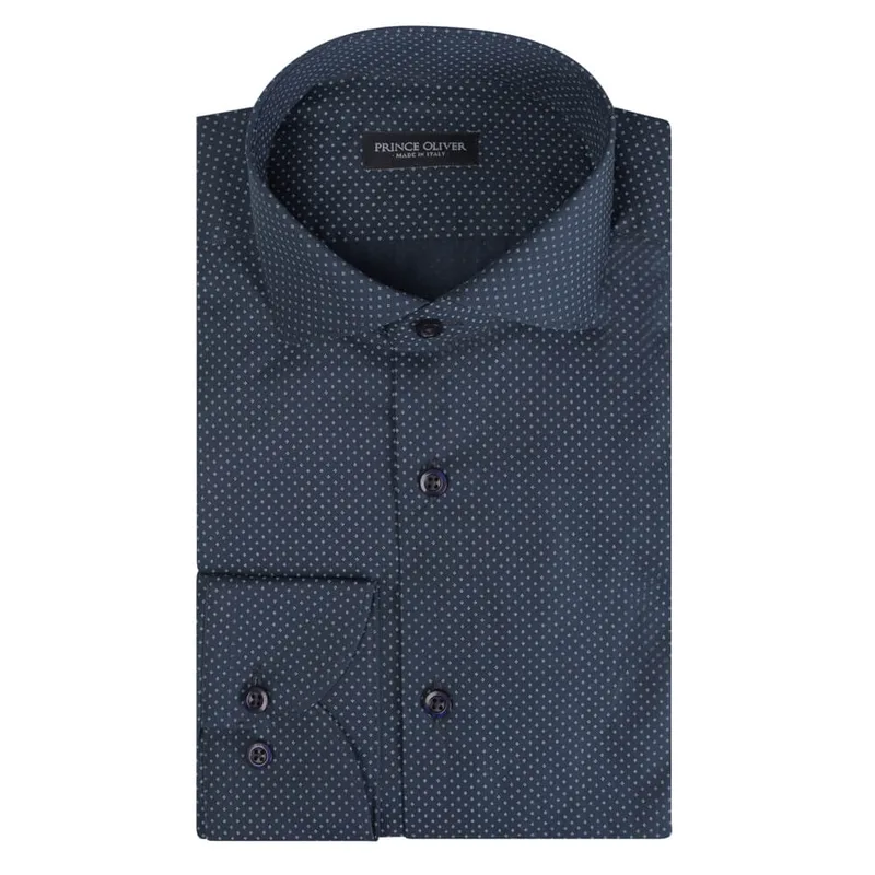 Superior Πουκάμισο Με Μικροσχέδιο Μπλε Σκούρο 100% Fine Cotton (Modern Fit)