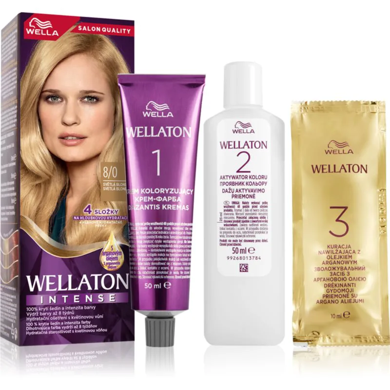 Wella Wellaton Intense μόνιμη βαφή μαλλιών με έλαιο αργκάν απόχρωση 8/0 Light Blonde 1 τμχ