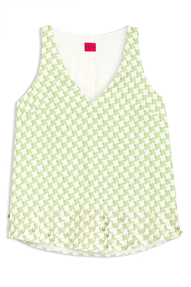 HUGO TOP V-NECK CAMAJE-1 ΕΜΠΡΙΜΕ ΠΡΑΣΙΝΟ-ΕΚΡΟΥ