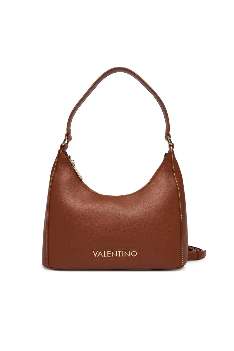 Valentino γυναικεία τσάντα ώμου με μεταλλικό λογότυπο "Aury Re" - 73LVBS9OB07/AUR Καφέ