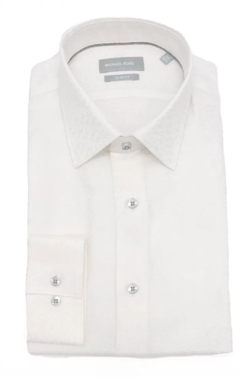 MICHAEL KORS ΠΟΥΚΑΜΙΣΟ ALLOVER LOGO SLIM FIT ΛΕΥΚΟ