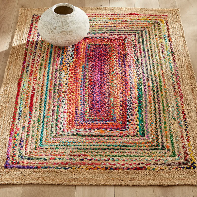Πολύχρωμο χαλί από γιούτα και βαμβάκι 200x290 cm Μ200xΠ290cm