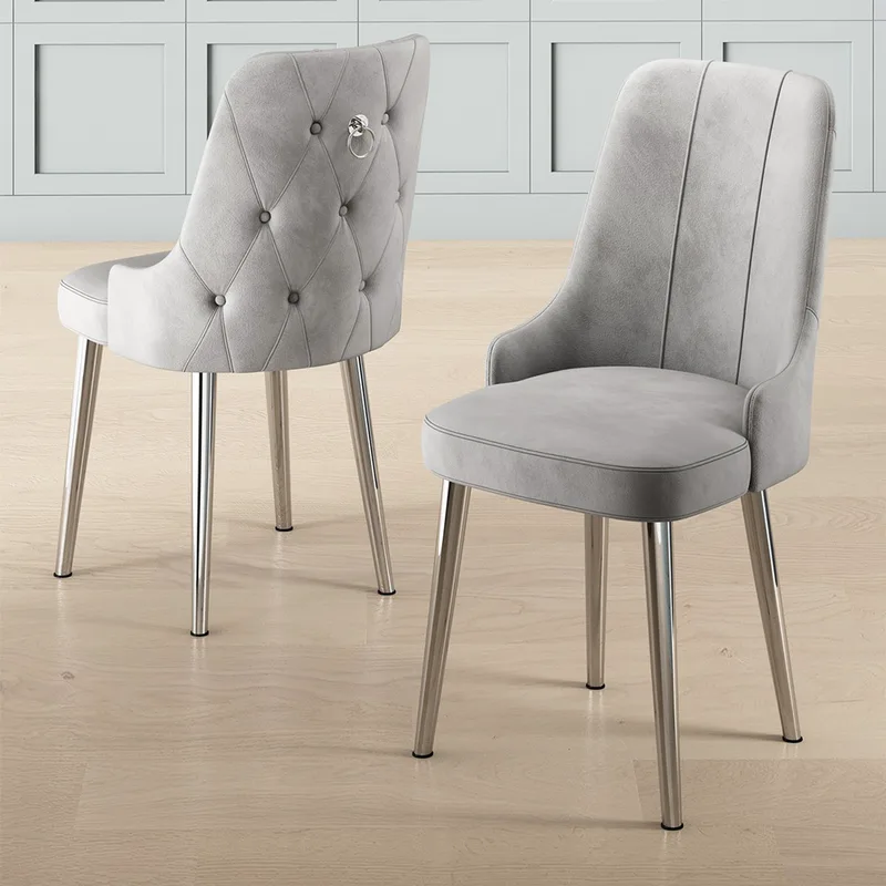 Σετ Καρέκλες (4 Τμχ) Newa - Grey, Chrome 240Chr1590 (46x94x46 cm)