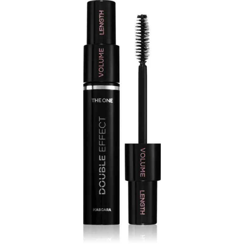 Oriflame The One Double Effect μάσκαρα για επιμήκυνση, περιστροφή και όγκο με βούρτσα 2 σε1 απόχρωση Black 8 ml