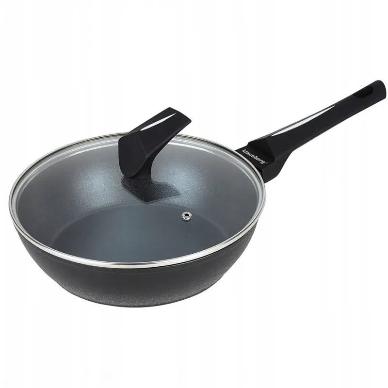 Βαθύ τηγάνι Klausberg KB 7691, 24 εκ., Επίστρωση μαρμάρου, Κατάλληλο για επαγωγικές εστίες, Μαύρο