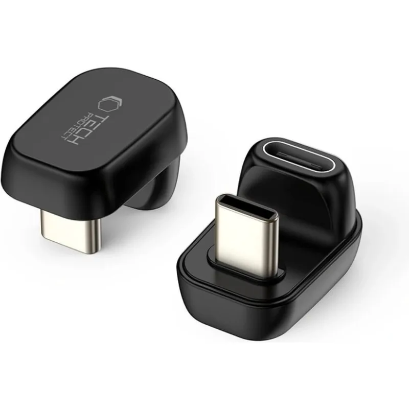 Αντάπτορας Tech-Protect Ultraboost AA04 Type-C Ορθή Γωνία (Male) σε Type-C (Female) 40 Gbps 100W - Black (5906302367993)