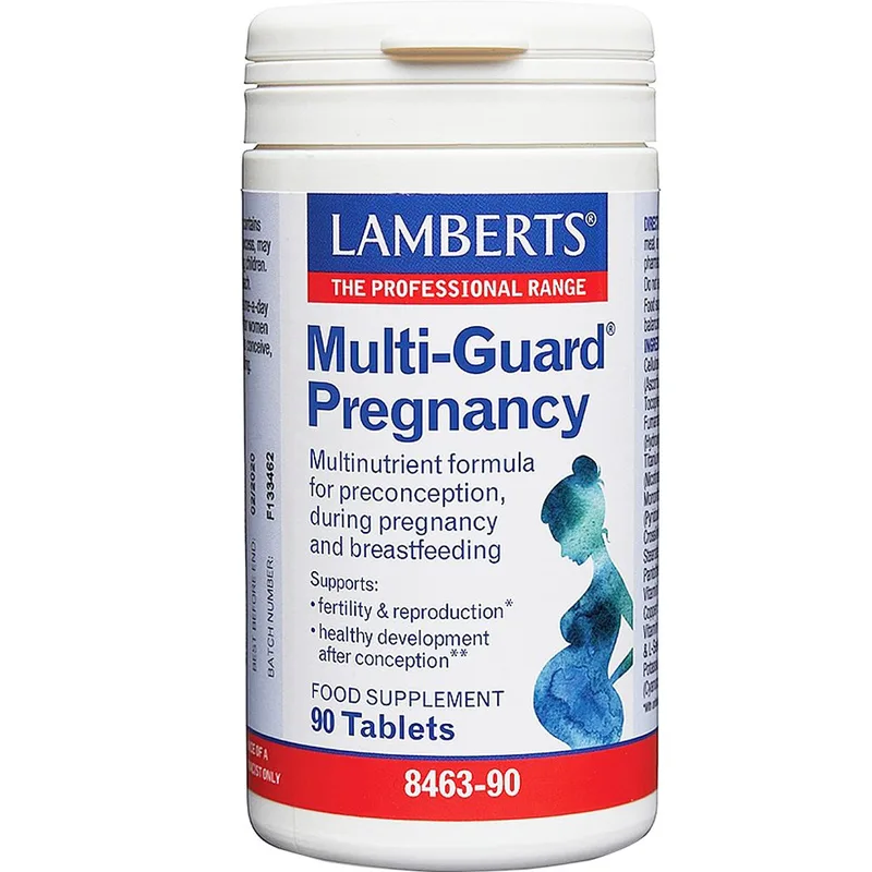 Lamberts Multi-Guard Pregnancy Συμπλήρωμα Διατροφής Πολυβιταμινών, Μετάλλων & Ιχνοστοιχείων Ειδικά Σχεδιασμένο για την Υποστήριξη Γυναικών που Θέλουν να Συλλάβουν, Είναι Έγκυες ή Θηλάζουν 90tabs
