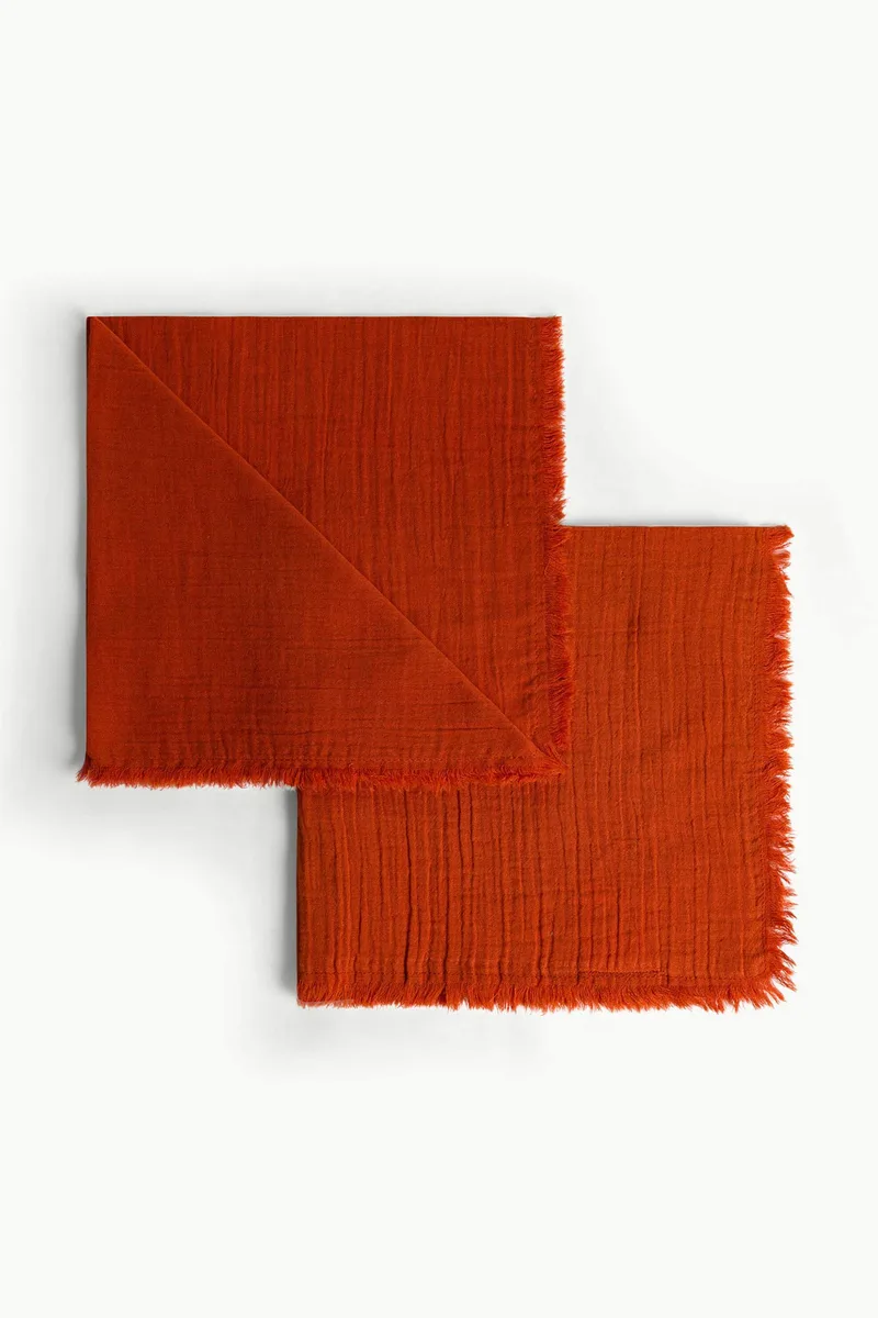 Coincasa σετ πετσέτες κουζίνας με κρόσσια 42 x 42 cm (2 τεμάχια) - 007494084 Πορτοκαλί
