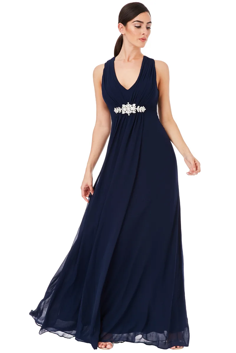 αέρινο princess maxi φόρεμα σε μπλε navy