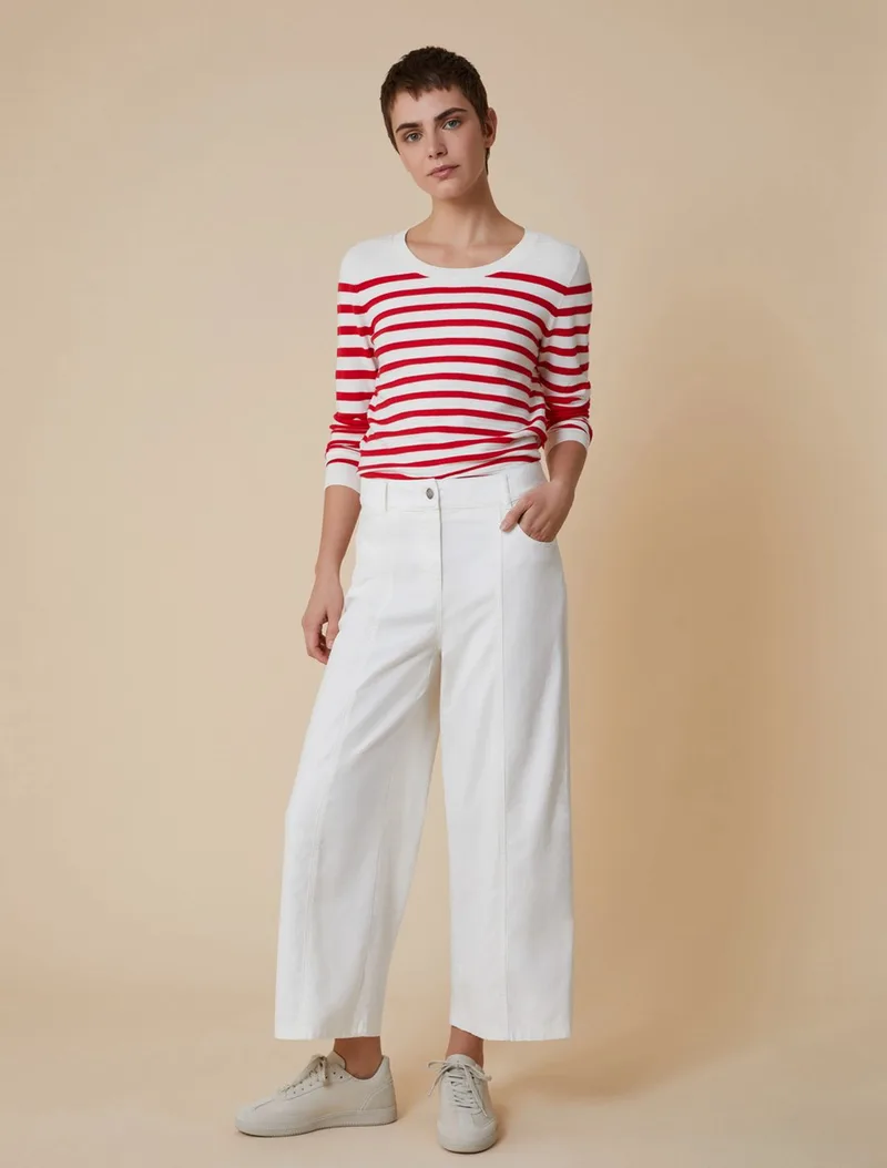Penny Black Γυναικείο Βαμβακερό Παντελόνι Wide Leg σε Ιβουάρ