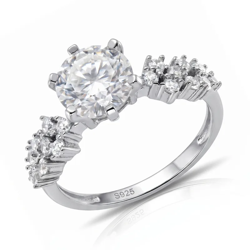 Δαχτυλίδι Moνόπετρο με Moissanite Diamonds από Ασήμι DX2798