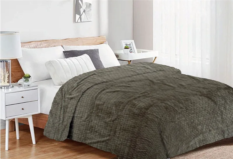 Κουβέρτα Fleece Υπέρδιπλη Dimcol Jacquard Brick 07 220x240 Olive