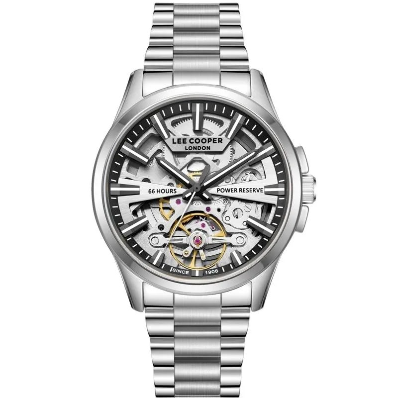 LEE COOPER Men's Skeleton Automatic - LC08311.350, Silver case with Metal Bracelet