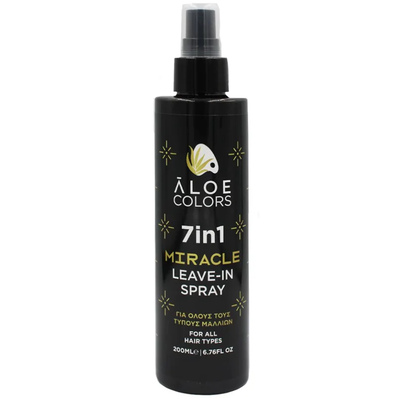 Aloe Colors 7in1 Miracle Leave in Spray Σπρέι Μαλλιών που Χαρίζει Θερμοπροστασία, Anti-frizz, Επανόρθωση, Ενυδάτωση, Θρέψη, Λάμψη & Εύκολο Ξεμπέρδεμα σε μία Μόνο Κίνηση 200ml