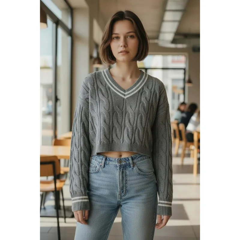 Μπλούζα crop πλεκτή κορίτσι TIFFOSI-10061872-060-Grey