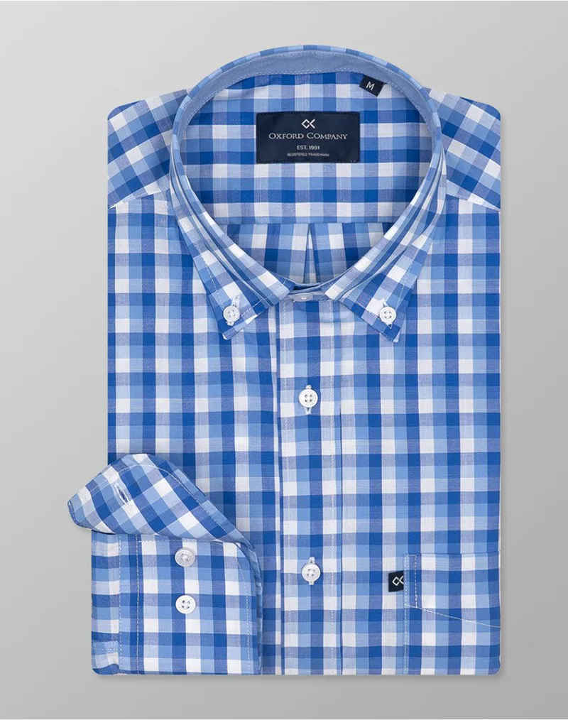 OXFORD COMPANY BUTTON DOWN 100%BAMBAKI ΠΟΥΚΑΜΙΣΟ F132-BZ10.02-02 Blue