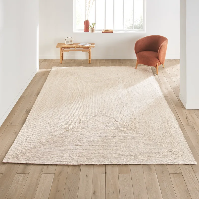 Ορθογώνιο χαλί XL από λευκασμένη γιούτα 240x330 cm Μ240xΠ330cm