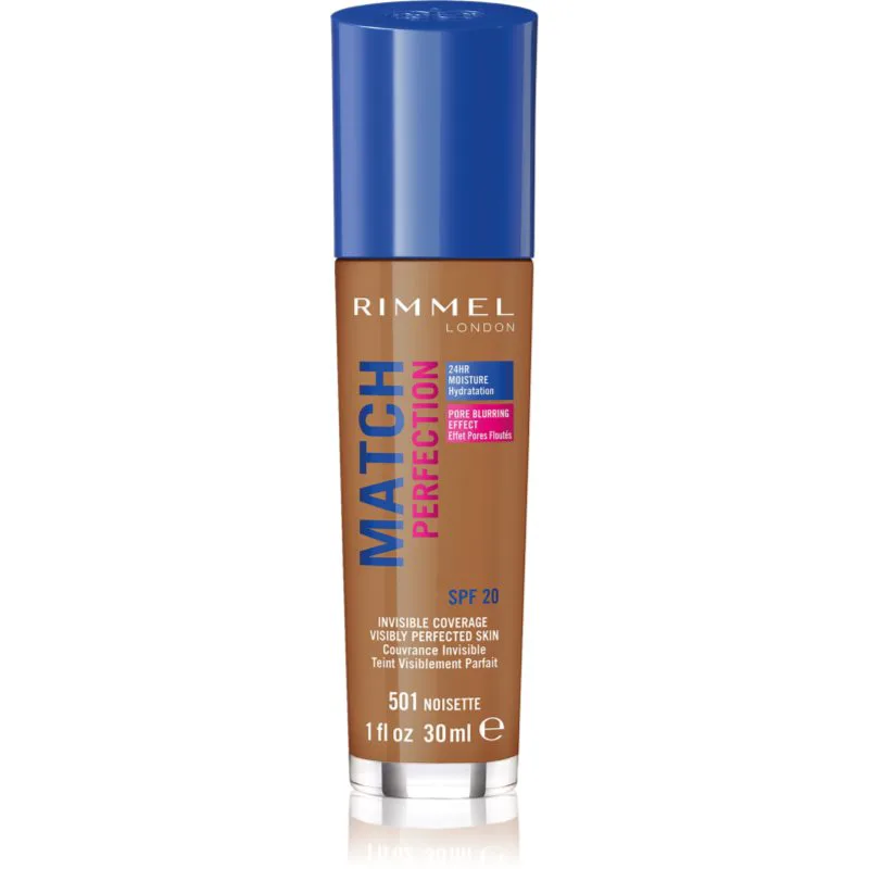 Rimmel Match Perfection υγρό μεικ απ SPF 20 απόχρωση 501 Noisette 30 ml