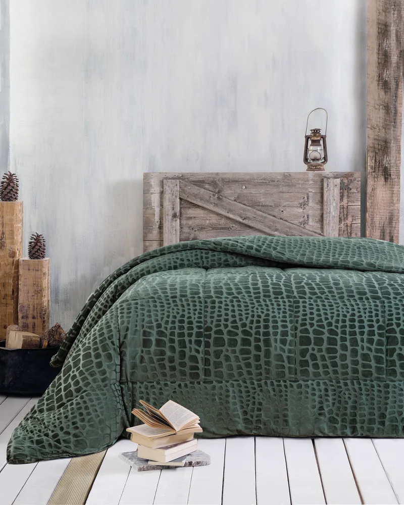 Κουβερτοπάπλωμα μονό (160Χ220) CROCO GREEN, RYTHMOS HOME