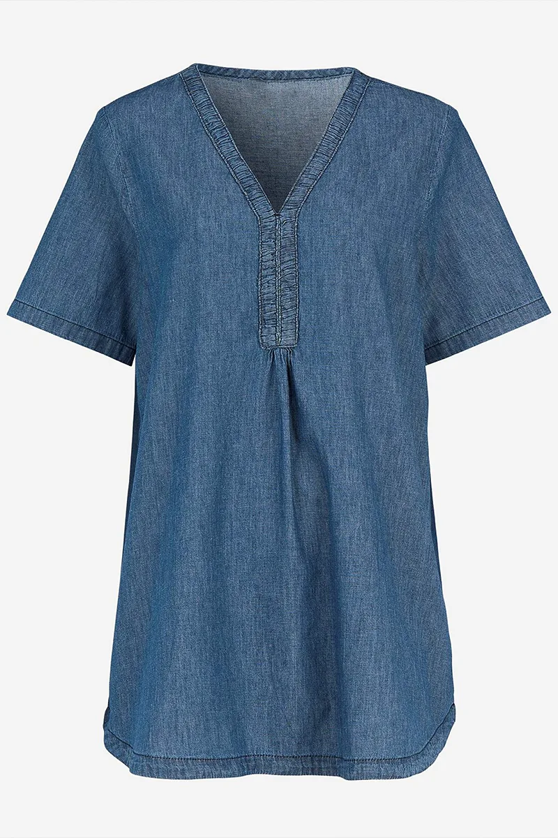 Τουνίκ με V λαιμόκοψη σε denim blue χρώμα