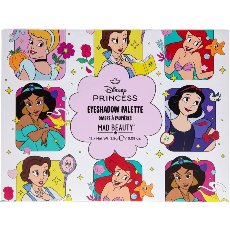 Mad Beauty Eyeshadow Palette Παλέτα Σκιών για τα Μάτια 12 Αποχρώσεων Εμπνευσμένη από τις Πριγκίπισσες της Disney 12 x 2.5g