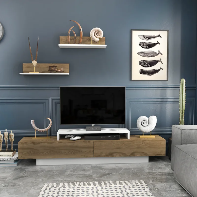 Έπιπλο Τηλεόρασης Lusi - White, Oud Oak 322Rtc2154 (180x40x31)