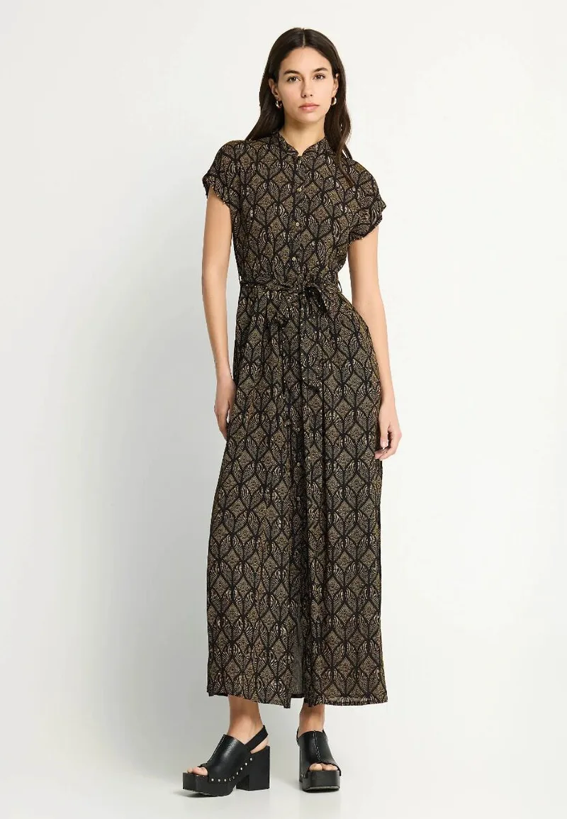 Funky Buddha Γυναικείο Maxi Φόρεμα με Άνοιγμα στο Πλάι FBL013-103-13 Μαύρο