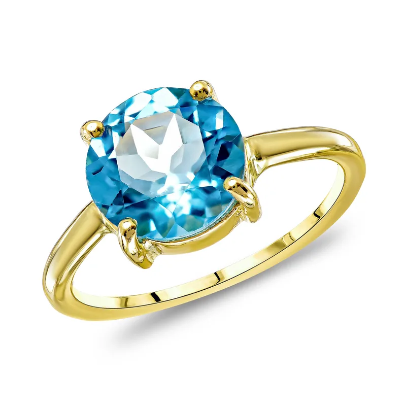 Δαχτυλίδι Μονόπετρο με Topaz Swiss Blue από Κίτρινο Χρυσό 14 Καρατίων DDX741