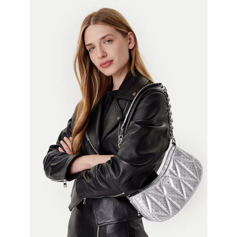 Τσάντα Guess Aldina HWGY96 63170 Ασημί