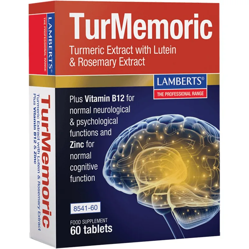 Lamberts Turmemoric Συμπλήρωμα Διατροφής με Εκχύλισμα Κουρκουμά, Δενδρολίβανου & Λουτεΐνης για την Τόνωση της Γνωστικής λειτουργίας & Ενίσχυση της Μνήμης 60tabs