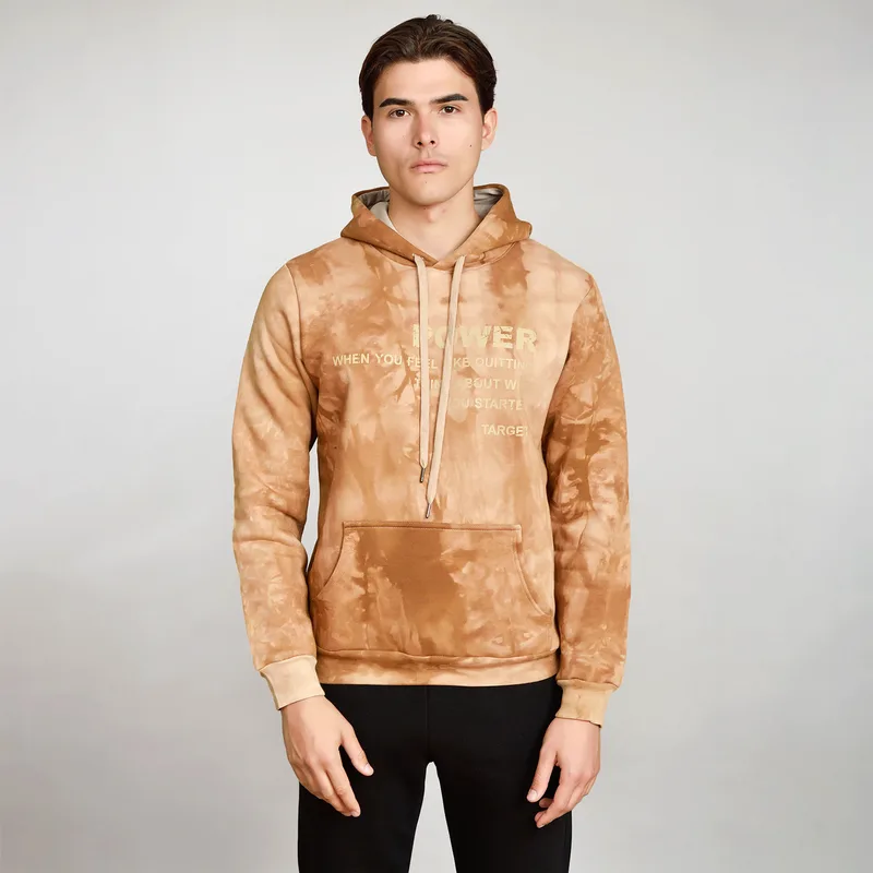 TARGET POWER TIE DYE FLEECE HOODIE ΚΑΦΕ
