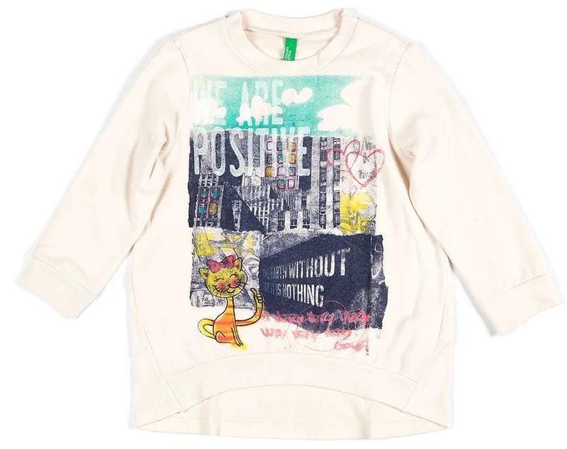 ΜΠΛΟΥΖΑ ΜΑΚΡΥΜΑΝΙΚΗ BENETTON AST SDE GAL 1 G ΛΕΥΚΟ (82 CM)-(1-2 ΕΤΩΝ)