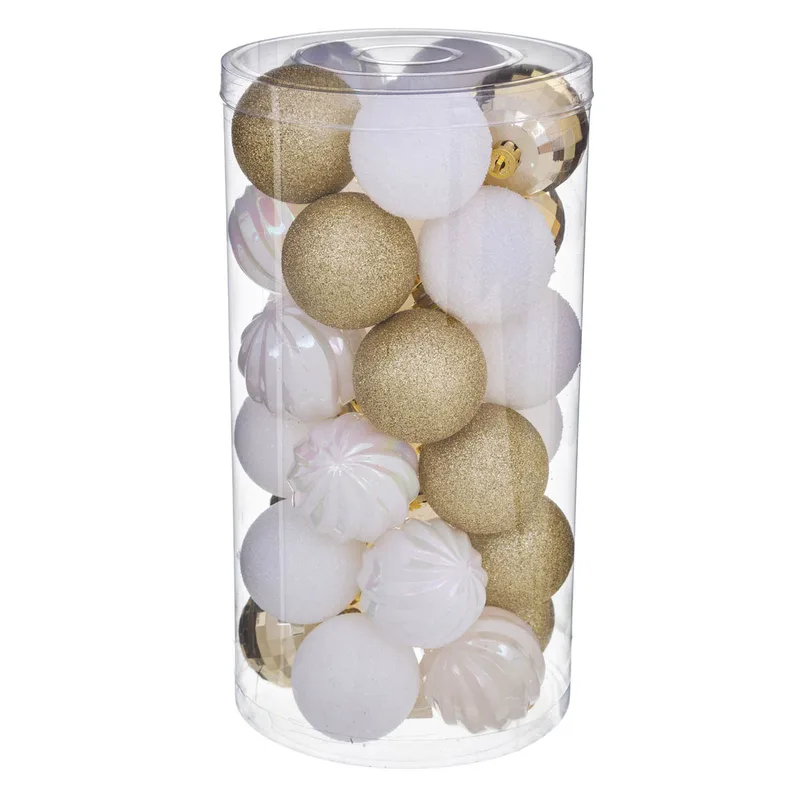 Χριστουγεννιάτικες Μπάλες (Σετ 30τμχ) A-S White/Gold 129157OB