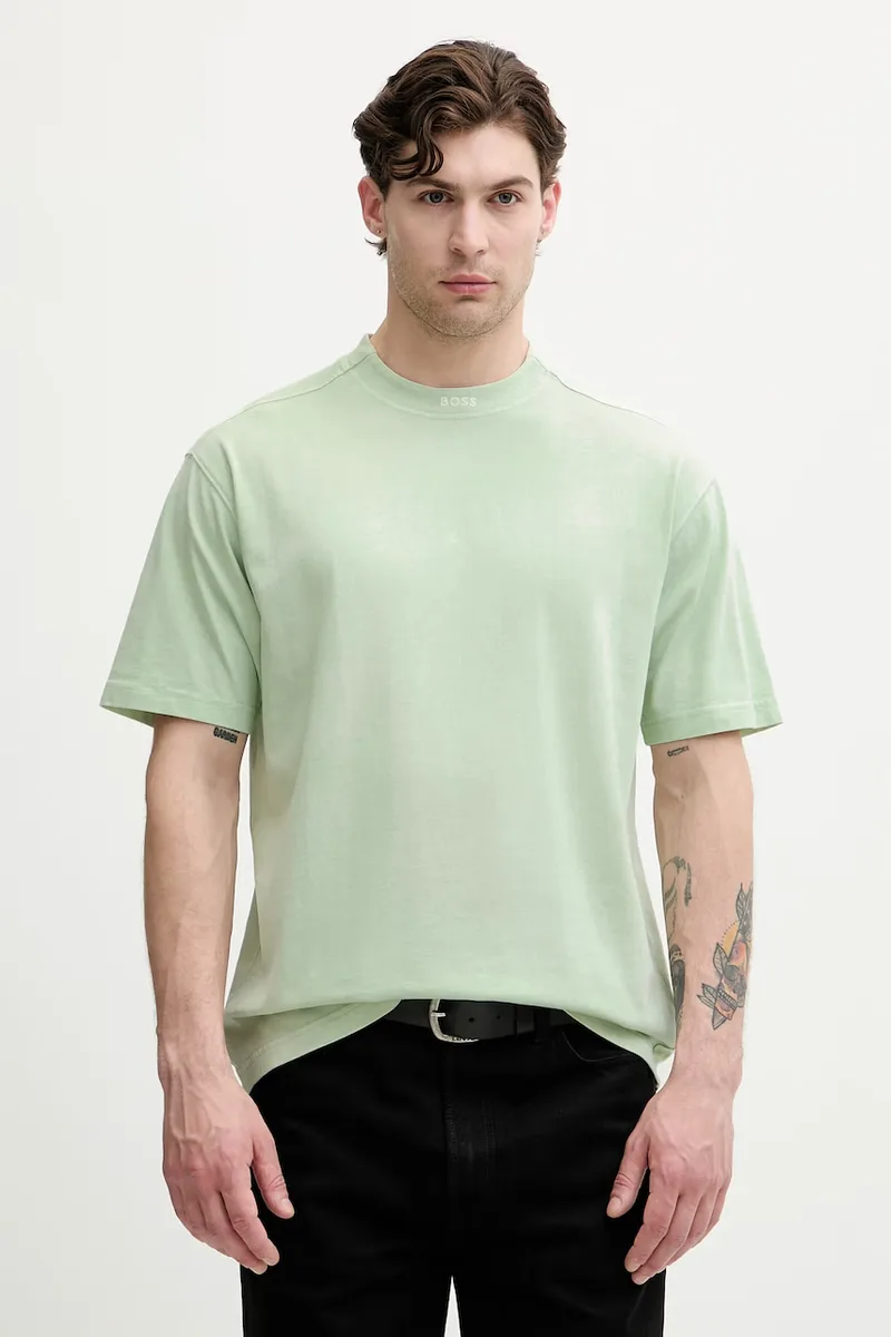BOSS Πορτοκαλί t-shirt ανδρικό βαμβακερό Te_Dye_