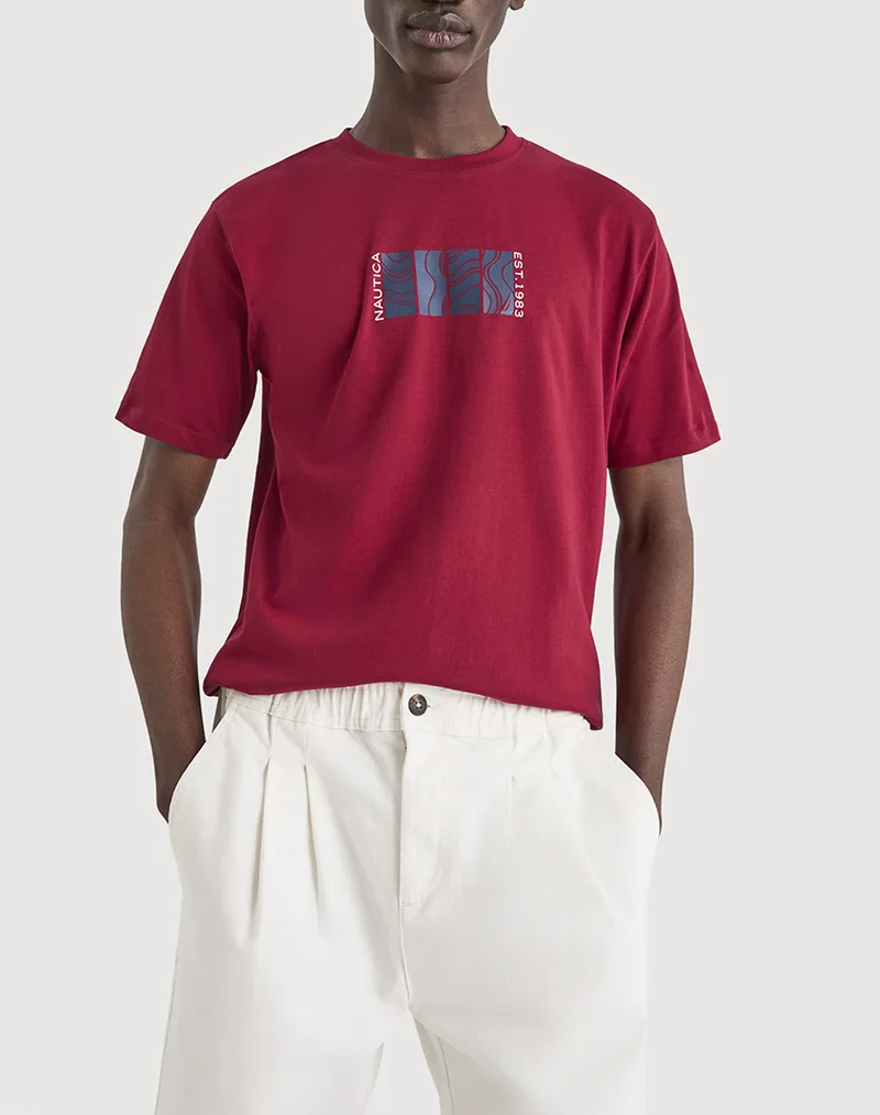 NAUTICA ΜΠΛΟΥΖΑ T-SHIRT ΚΜ Parrett T-Shirt 3NCN1V04026-807 DarkRed