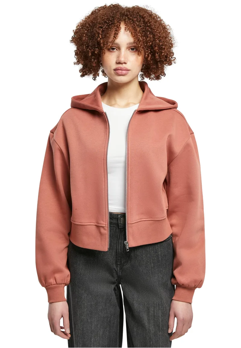 Γυναικείο Κοντό Oversized Ζακέτα με Φερμουάρ TB4766 Urban Classics Curvy Terracotta