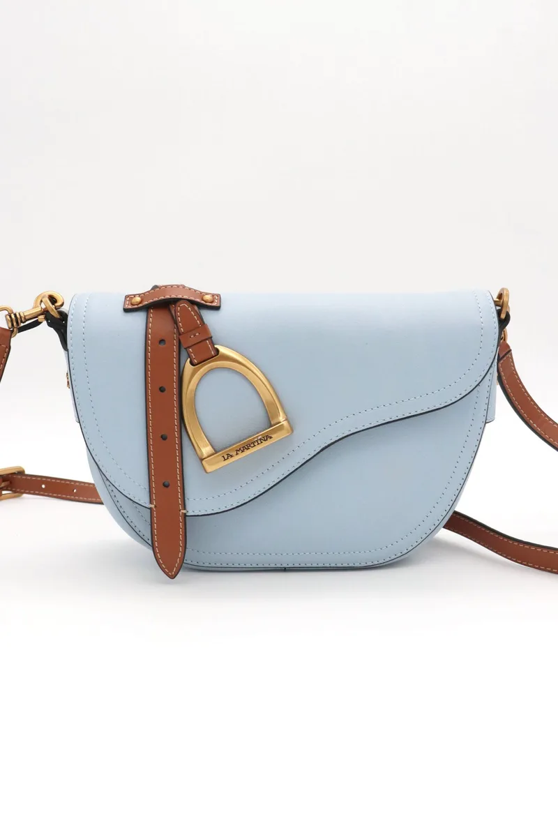 LA MARTINA PAMPA SMALL CROSS BODY SMOOTH ΤΣΑΝΤΑ ΩΜΟΥ ΓΑΛΑΖΙΟ