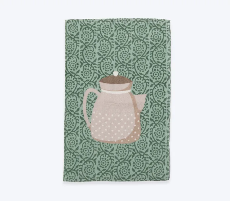 Ποτηρόπανο Βελουτέ Nef-Nef My Teapot Green 40x60