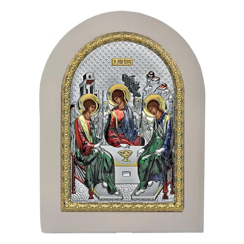 Ασημένια έγχρωμη εικόνα Άγια Τριάδα MA-E1136-X-WC