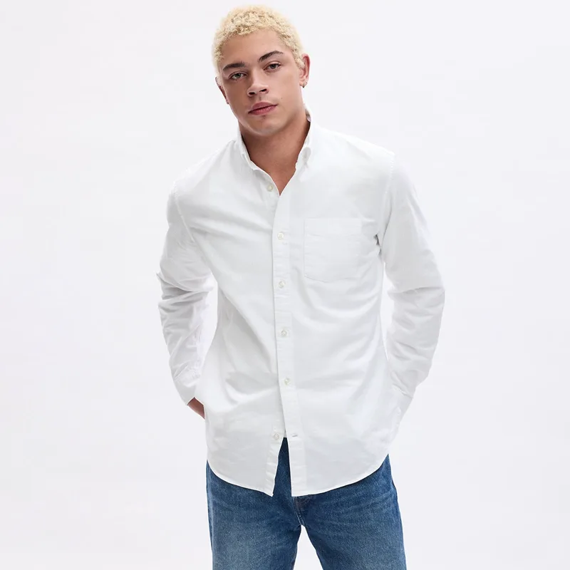 Πουκάμισο GAP Standard Oxford Shirt White V2 Global XL