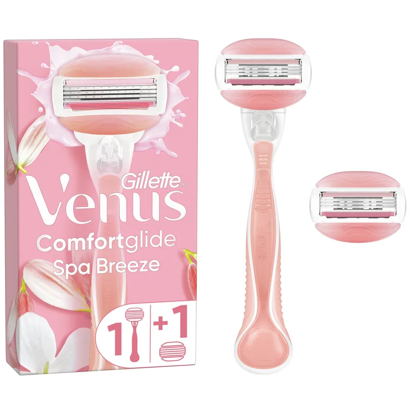 Gillette Venus 3 ComfortGlide Spa Breeze Γυναικεία Ξυριστική Μηχανή με 2 Ανταλλακτικές Κεφαλές 3 Λεπίδων & Άρωμα Λευκού Τσαγιού για Καλύτερη Ολίσθηση & Απαλό Ξύρισμα 1 Λαβή & 1 Ανταλλακτικό