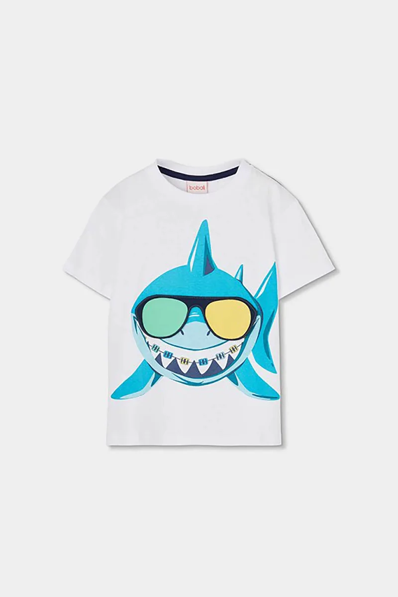 Boboli παιδικό Τ-shirt με print καρχαρία - 543080 Λευκό