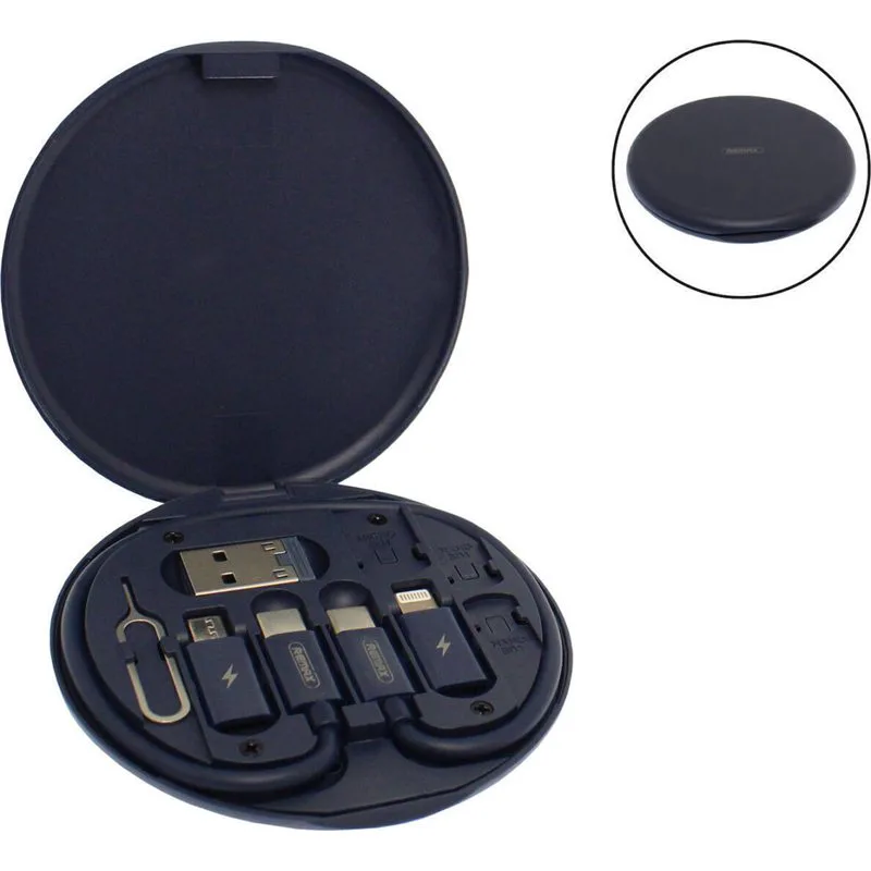 Remax RC-190 Regular USB to Type-C / Lightning / micro USB Cable 3A Μπλε 0.29m
